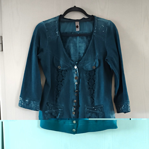 Tredy damen bluse jacke petrol - tredy,