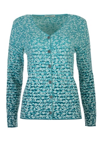 Jacquard strickjacke petrol - jacquard,